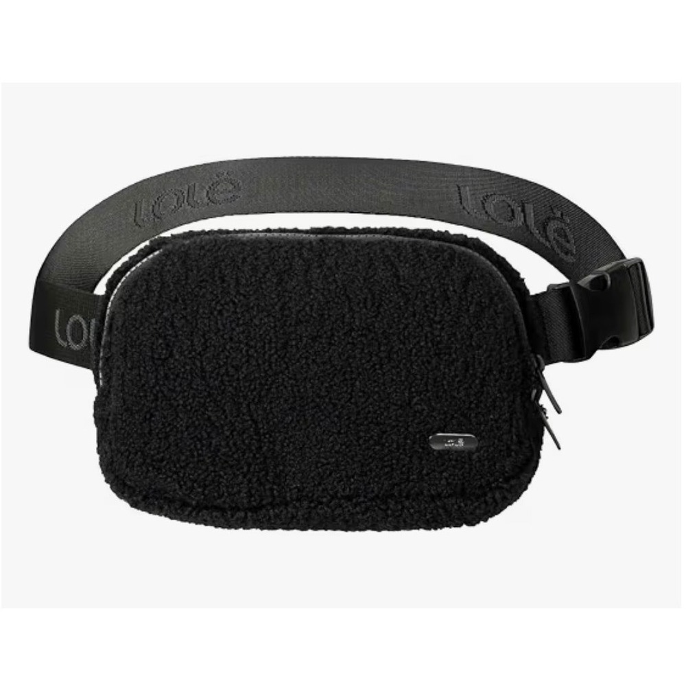 Lole NWOT Black Sherpa Fleece Belt Bag Adjustable Waist Pack Crossbody Bag